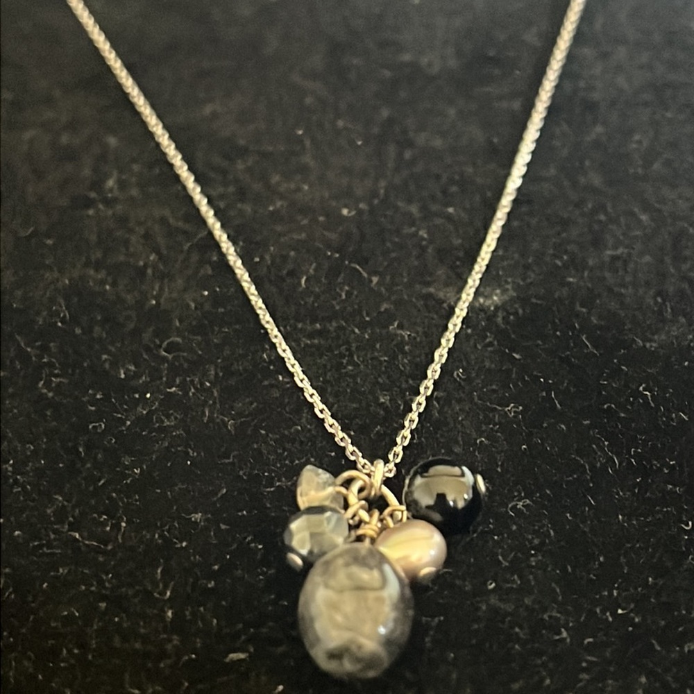 NWOT Sterling silver, 925 chain from Italy with stone cluster pendant - Picture 3 of 7
